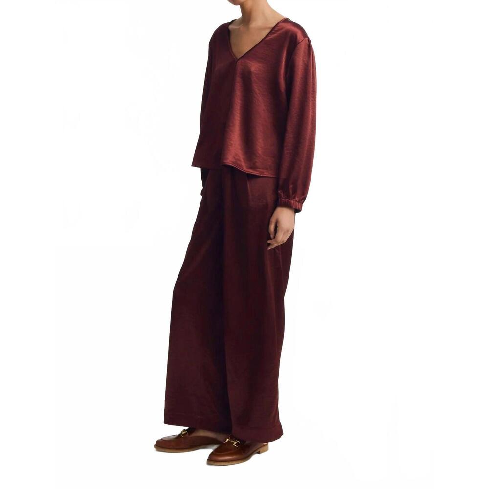 NEW MELISSA NEPTON eileen wide leg pant in burgundy